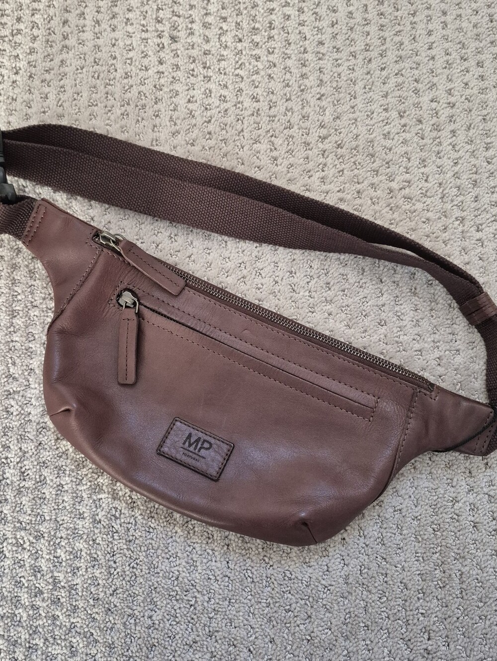 Marta Ponti Portugal Brown Leather Unisex Adjustable Belt Bag NWOT